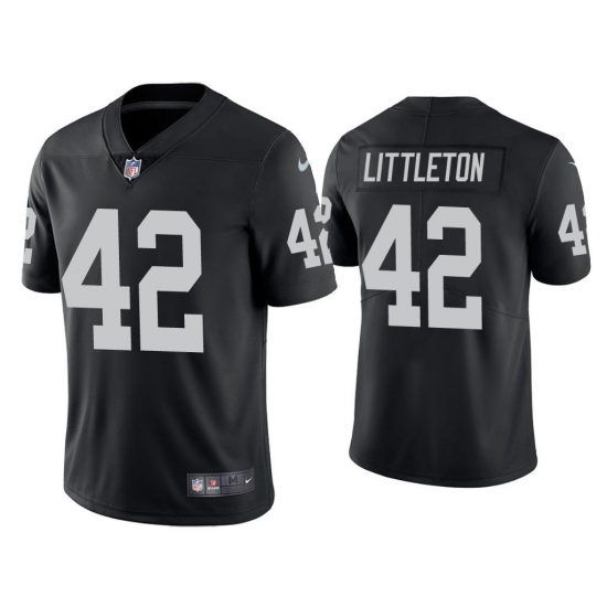 Men Oakland Raiders #42 Cory Littleton Nike Black Limited NFL Jersey